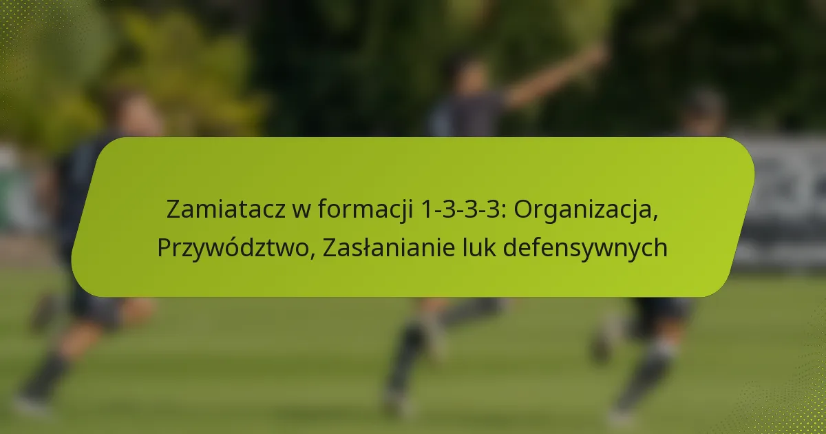 Zamiatacz w formacji 1-3-3-3: Organizacja, Przywództwo, Zasłanianie luk defensywnych